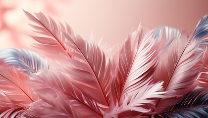 Vibrant feather pattern, nature elegance in smooth, modern wallpaper generated by AI