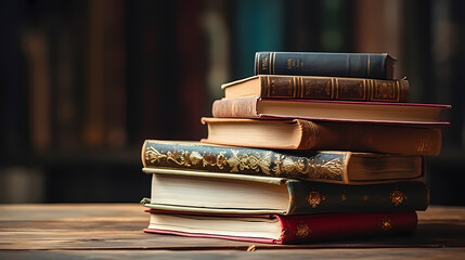 Stack of books on minimalist background, perfect for educational or literary themes