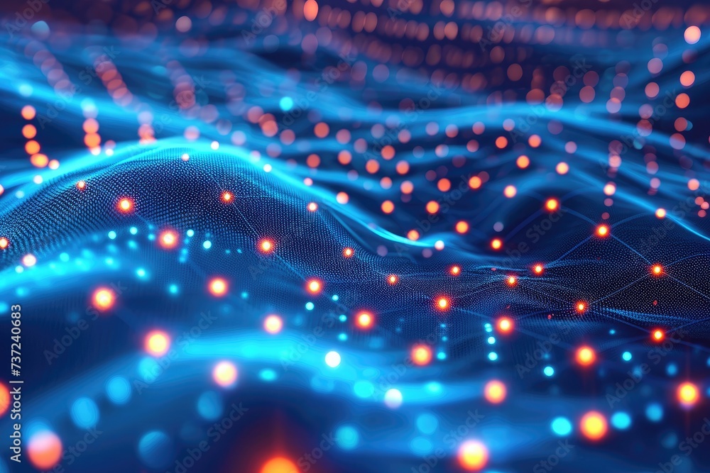 Aufkleber a computer-generated image displaying blue and orange lights in a visually striking arrangement, an 