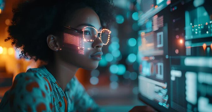 african woman using new technologys. AI. inovation concept