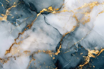Black and White Marble With Gold Accents, An abstract marble pattern background with gold veins, AI Generated