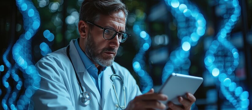 Medicine Doctor Holding Electronic Medical Record On Tablet