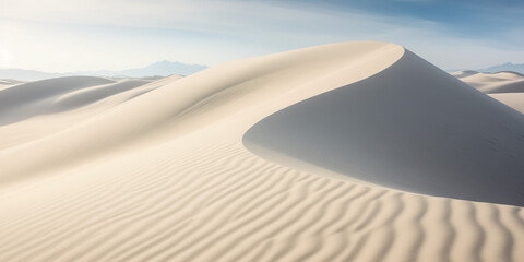 Fototapeta na wymiar Serene desert dunes at sunrise with soft shadows