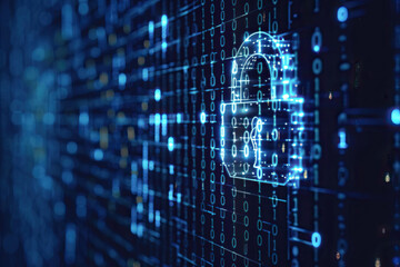 key lock symbol Cyber security concept. Protect your data and business financial data from cyber attack, user private data security encryption ransomware, phishing data protection against