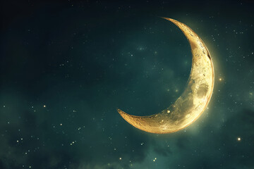 Obraz na płótnie Canvas The moon in the starry night sky