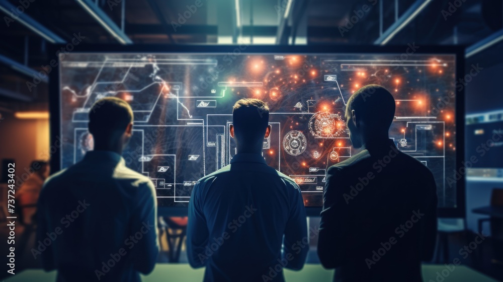 Poster a group of it engineers discuss new technologies, project ideas and the direction of development of 