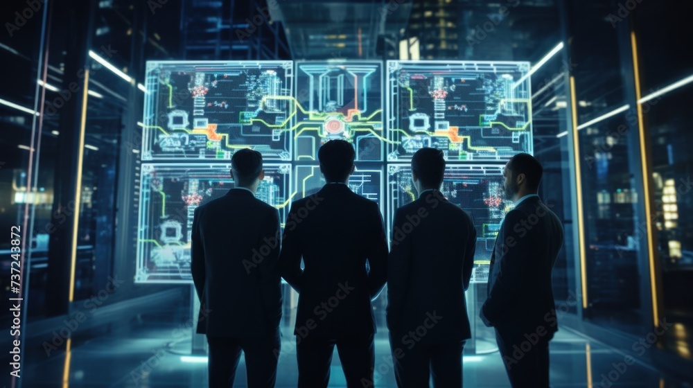 Aufkleber a group of it engineers discuss new technologies, project ideas and the direction of development of 