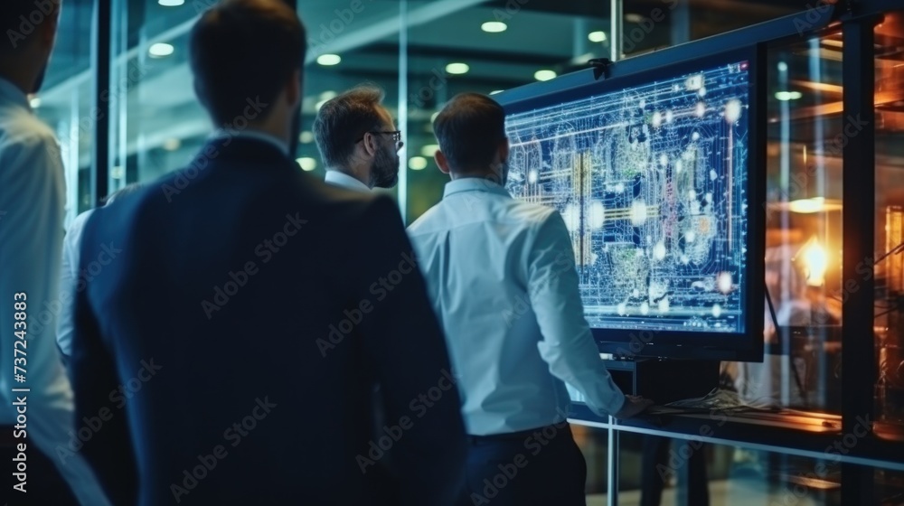 Aufkleber a group of it engineers discuss new technologies, project ideas and the direction of development of 