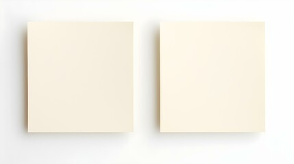 Two Ivory square Paper Notes on a white Background. Brainstorming Template with Copy Space