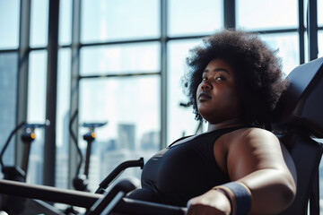 Portrait of a nice fat black girl in the gym