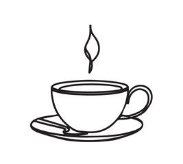 Continuous one line drawing of table and cup. Linear style. Doodle vector illustration