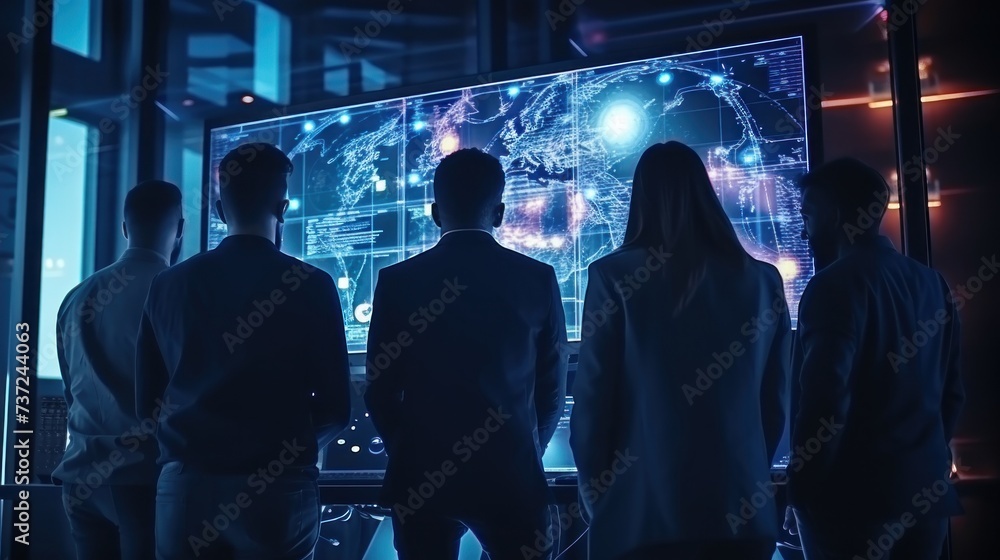Aufkleber a group of it engineers discuss new technologies, project ideas and the direction of development of 