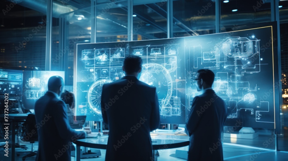 Aufkleber a group of it engineers discuss new technologies, project ideas and the direction of development of 