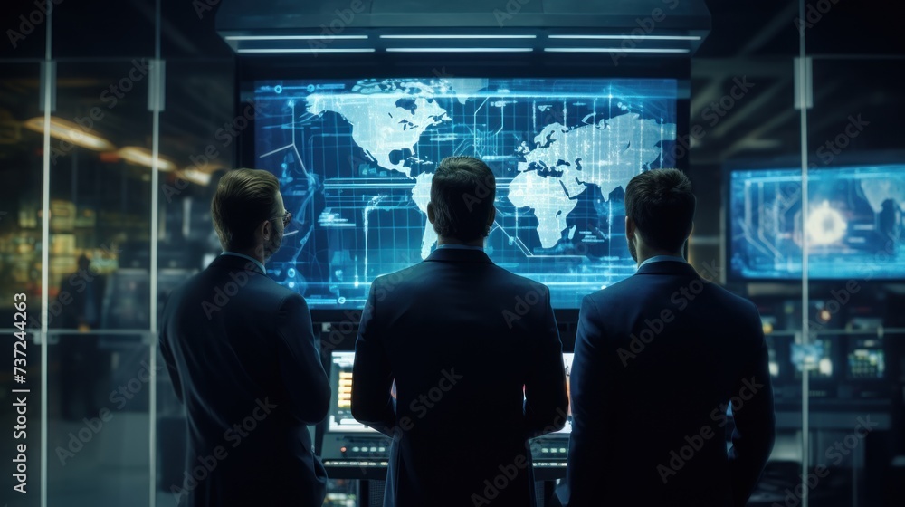 Poster a group of it engineers discuss new technologies, project ideas and the direction of development of 