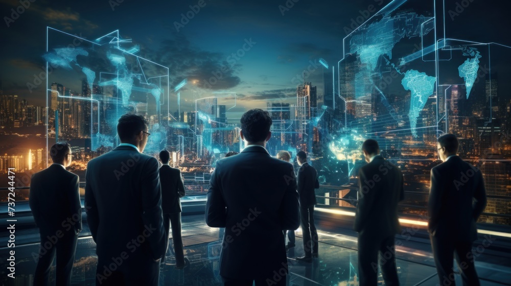 Aufkleber a group of it engineers discuss new technologies, project ideas and the direction of development of 