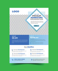 Modern creative professional corporate white and sky blue a4 size digital marketing-agency-business-flyer design
