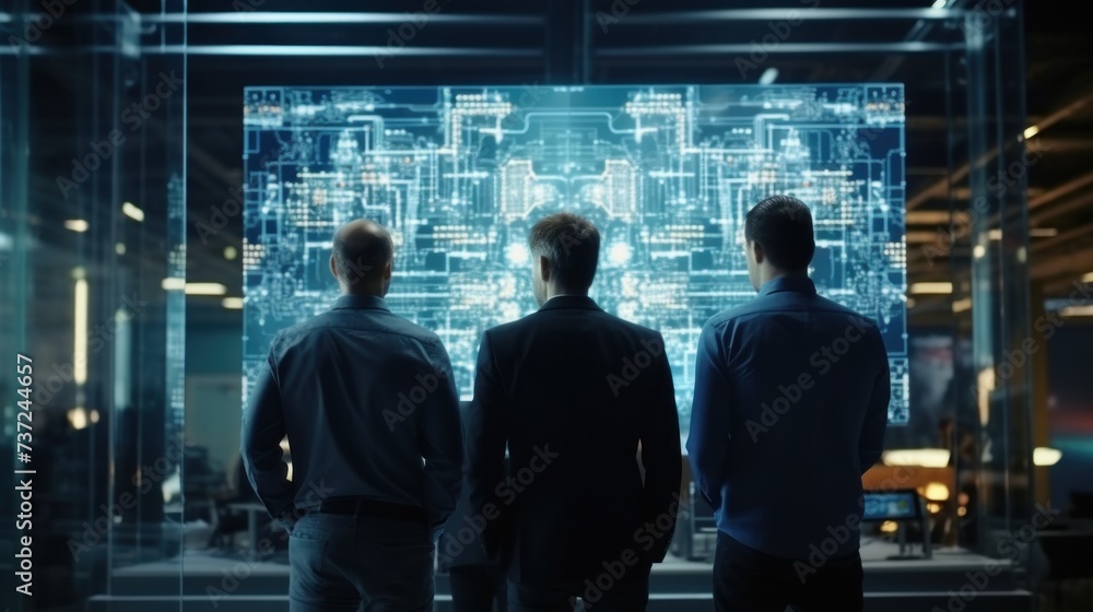 Aufkleber a group of it engineers discuss new technologies, project ideas and the direction of development of 