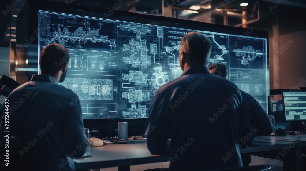 Aufkleber a group of it engineers discuss new technologies, project ideas and the direction of development of 
