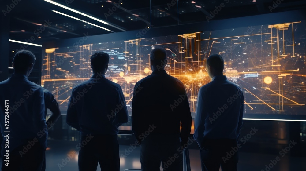 Poster a group of it engineers discuss new technologies, project ideas and the direction of development of 