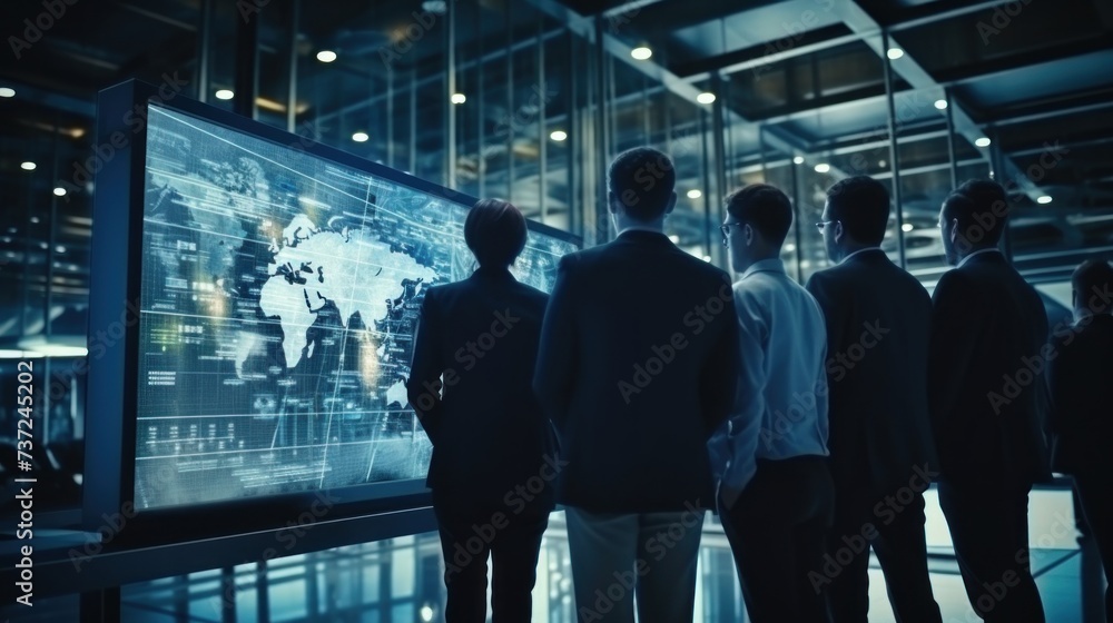 Poster a group of it engineers discuss new technologies, project ideas and the direction of development of 
