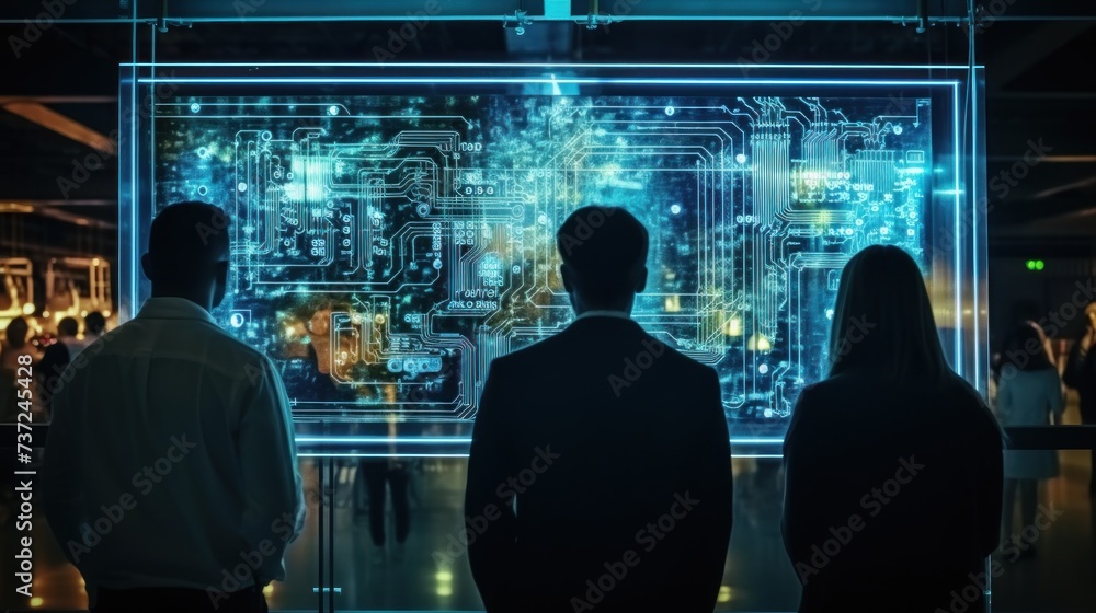 Poster a group of it engineers discuss new technologies, project ideas and the direction of development of 