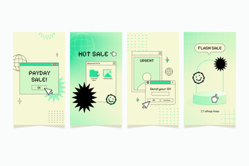 Online shopping social media marketing templates with retro design