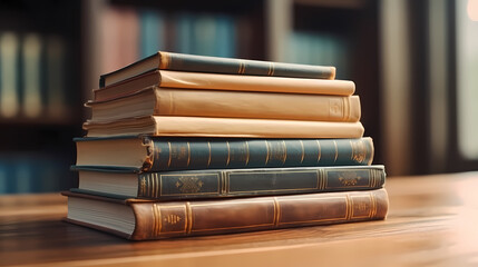 Stack of books on minimalist background, perfect for educational or literary themes
