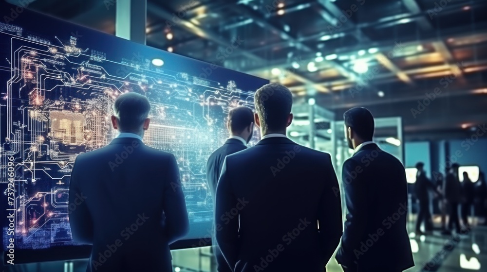 Poster a group of it engineers discuss new technologies, project ideas and the direction of development of 