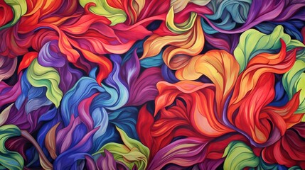 a colorful abstract painting with very colorful swirls