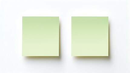 Two Light Green square Paper Notes on a white Background. Brainstorming Template with Copy Space