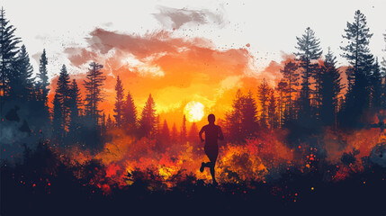 Running silhouettes. Vector illustration, Trail Running, Marathon runner
