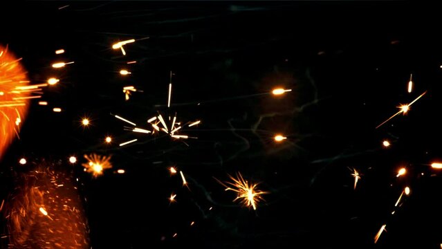 Bright flames with sparks. Filmed on a high-speed camera at 1000 fps. High quality FullHD footage