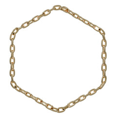 Ethereal Portal: Imagine your art floating within this airy 3D hexagonal frame of intricate gold chains. Let your vision shine through.