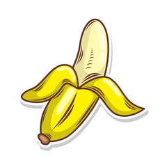 Banana fruit doodle cartoon hand draw illustration art