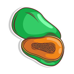 papaya fruit cartoon doodle hand draw illustration art