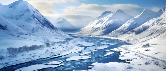Foto op Plexiglas anti-reflex Aerial view of ice mountains glaciers in winter - Ai generated © mady