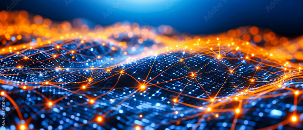 Aufkleber cybernetic web: a visualization of the digital age, where connectivity forms the backbone of modern 