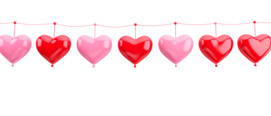 garland of red shape hearts