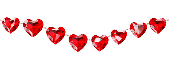 garland of red diamand shape hearts