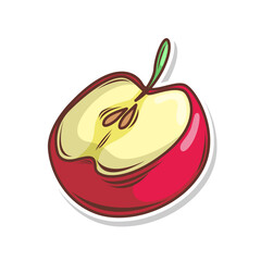 Slice of apple fruit cartoon hand draw illustration art