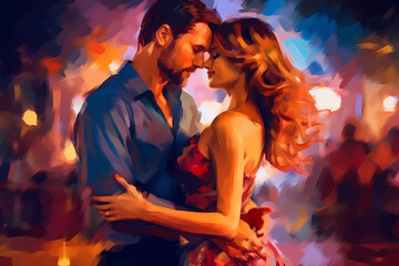 Naklejka premium Romantic Couple Dancing Illustration