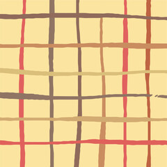 Vector hand drawn cute checkered pattern. Plaid geometrical simple texture. Crossing lines. Abstract cute delicate pattern ideal for fabric, textile, wallpaper
