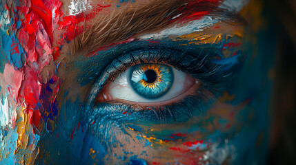 Close up of eye detailed macro photograph of retina and vision of human eyeball.