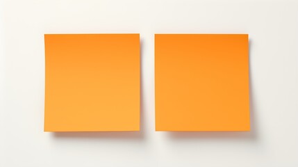 Fototapeta premium Two Orange square Paper Notes on a white Background. Brainstorming Template with Copy Space