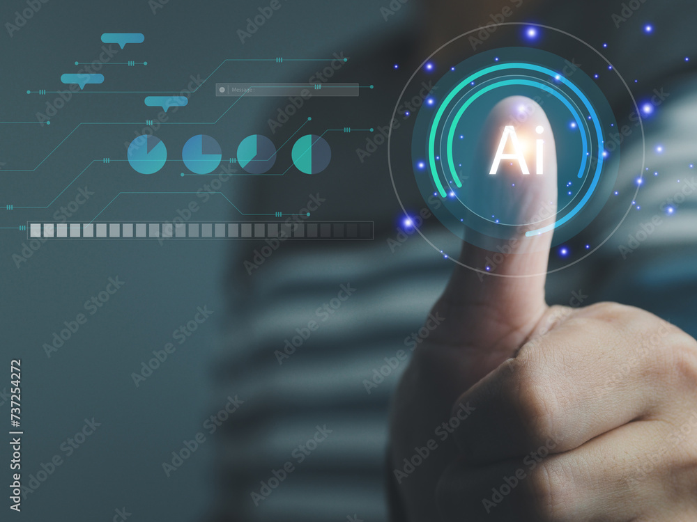 Poster digital ai technology, global internet connectivity with artificial intelligence technology future t