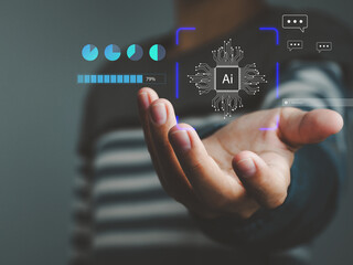 Digital AI technology, global internet connectivity with artificial intelligence technology Future technological changes