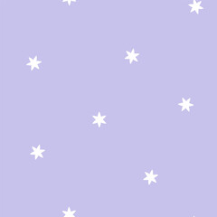 Seamless pattern with white stars and purple background