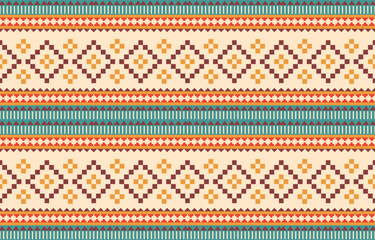 Ethnic abstract ikat art. Aztec ornament print. geometric ethnic pattern seamless  color oriental.  Design for background ,curtain, carpet, wallpaper, clothing, wrapping, Batik, vector illustration.