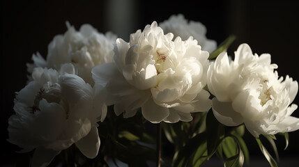 Bouquet of white peonies flowers