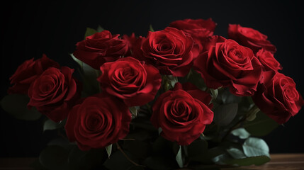 Bouquet of red roses flowers love romantic